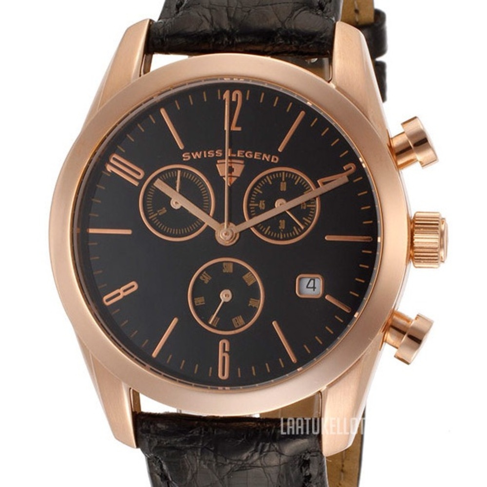 Men's Swiss Legend Peninsula - Black and Rose Gold Watch 215007941